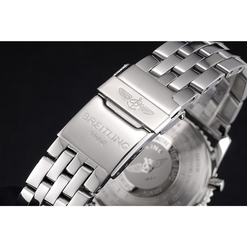 Breitling Certifie Polished Silver Stainless Steel Strap Black Dial Chronograph 80173-5