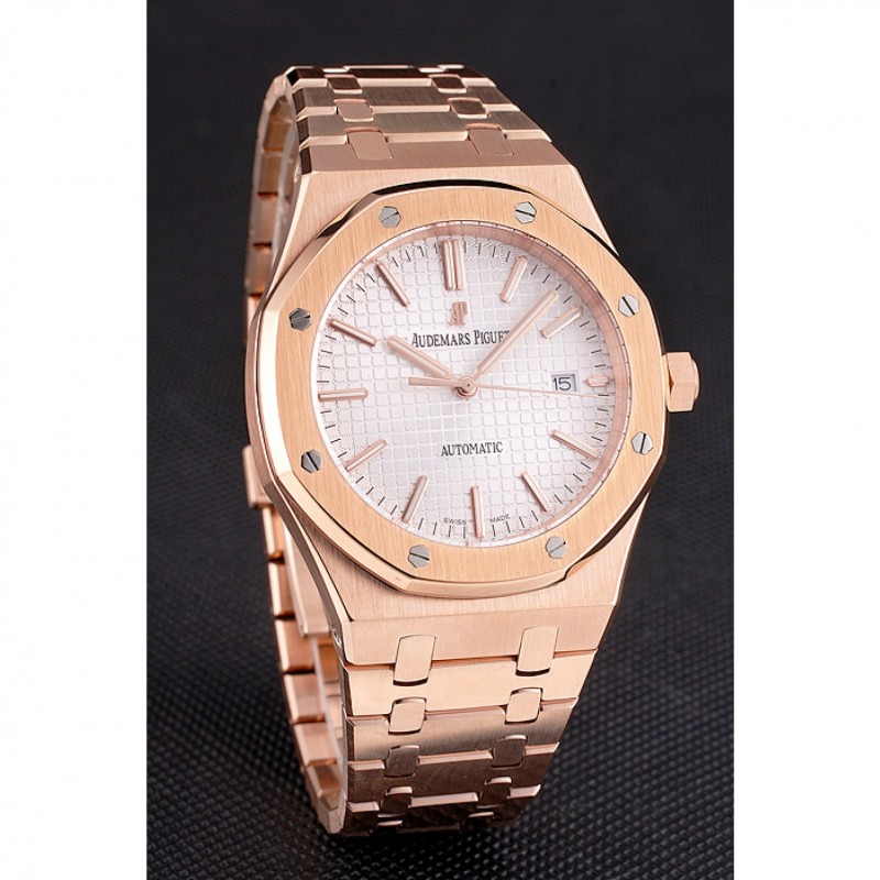 Swiss Audemars Piguet Royal Oak White Dial Rose Gold Case And Bracelet-1
