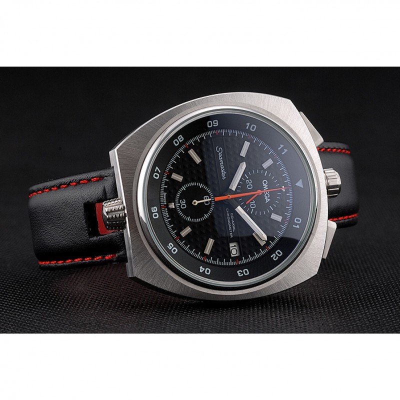Omega Seamaster Bullhead Black Dial Stainless Steel Case Black Leather Strap 622826-3