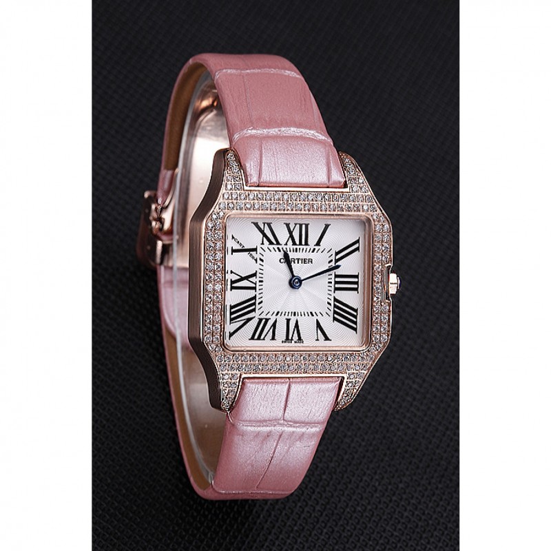 High Quality Cartier Santos 100 Diamond Rose Gold Bezel 621915-2