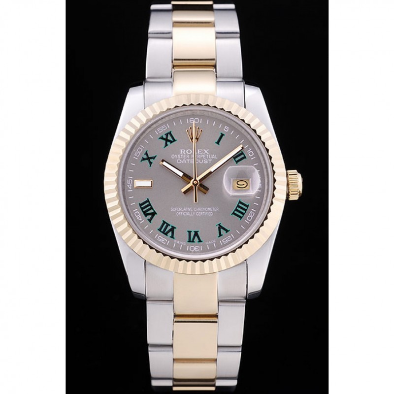 Rolex Datejust Grey Dial Ribbed Bezel 7460-1