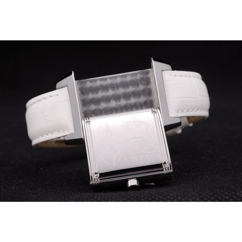 Jaeger le Coultre Reverso Squadro Lady White Leather Strap Pearl Dial 41970-3