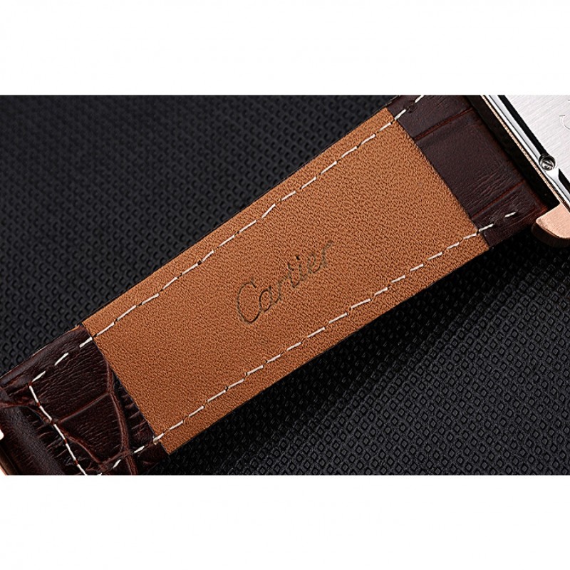 Cartier Tank MC White Dial Gold Case Brown Leather Strap 622578-6