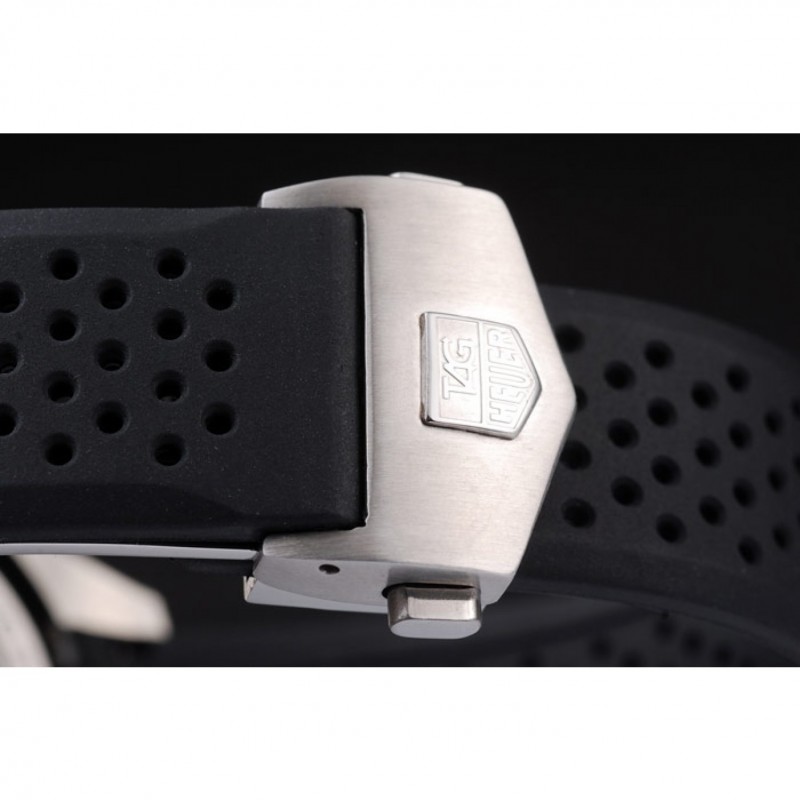 High Quality Replica Watches Tag Heuer Swiss Carrera Tachymeter Bezel Perforated Black Rubber Strap White Dial-5