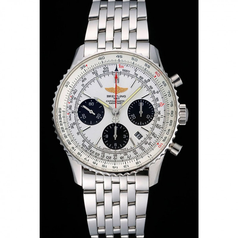 Best Replica Watches Swiss Breitling Navitimer White Dial Stainless Steel Bracelet 622441-1