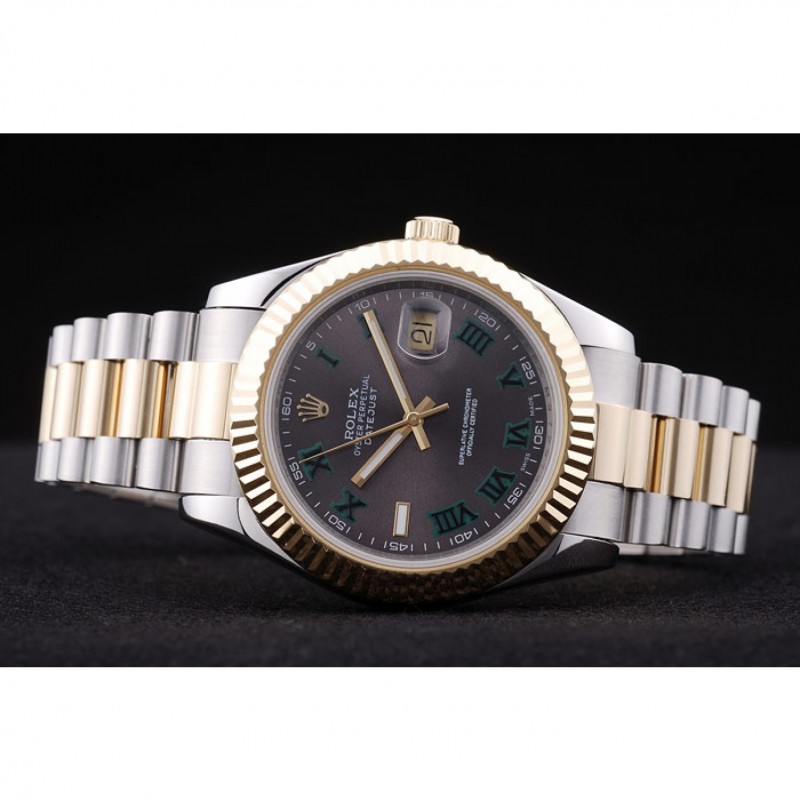 Best Replica Watches Rolex Datejust Grey Dial Gold Ribbed Bezel 7479-4