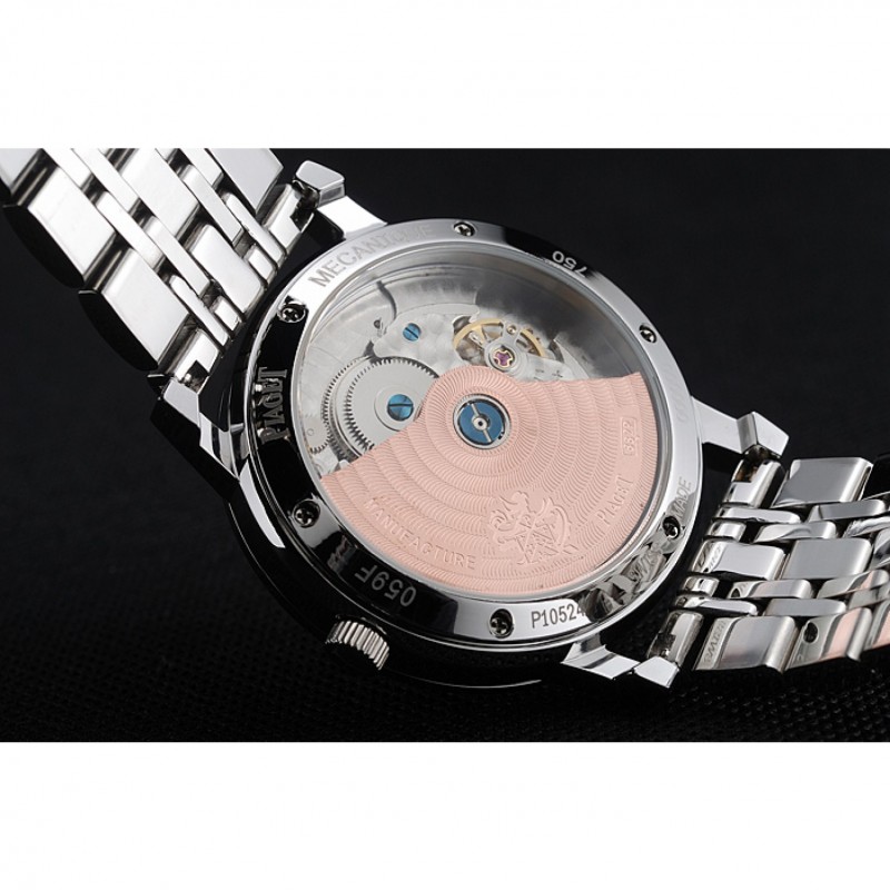 SS Replica Watches Piaget Altiplano Black Dial Silver Case Stainless Steel Bracelet 1454232-7