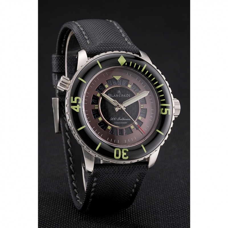 Swiss Blancpain 500 Fathoms GT Carbon Fiber Dial Stainless Steel Case Black Canvas Strap-2