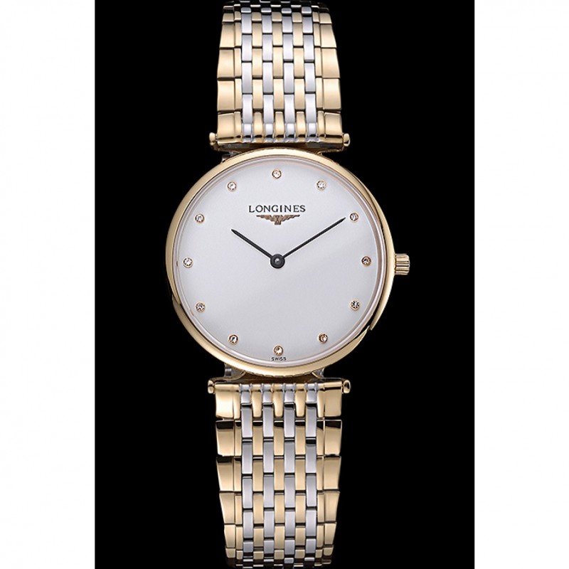 Longines La Grande Classique Two Tone Band White Dial Diamond Markers Homme 622101-1