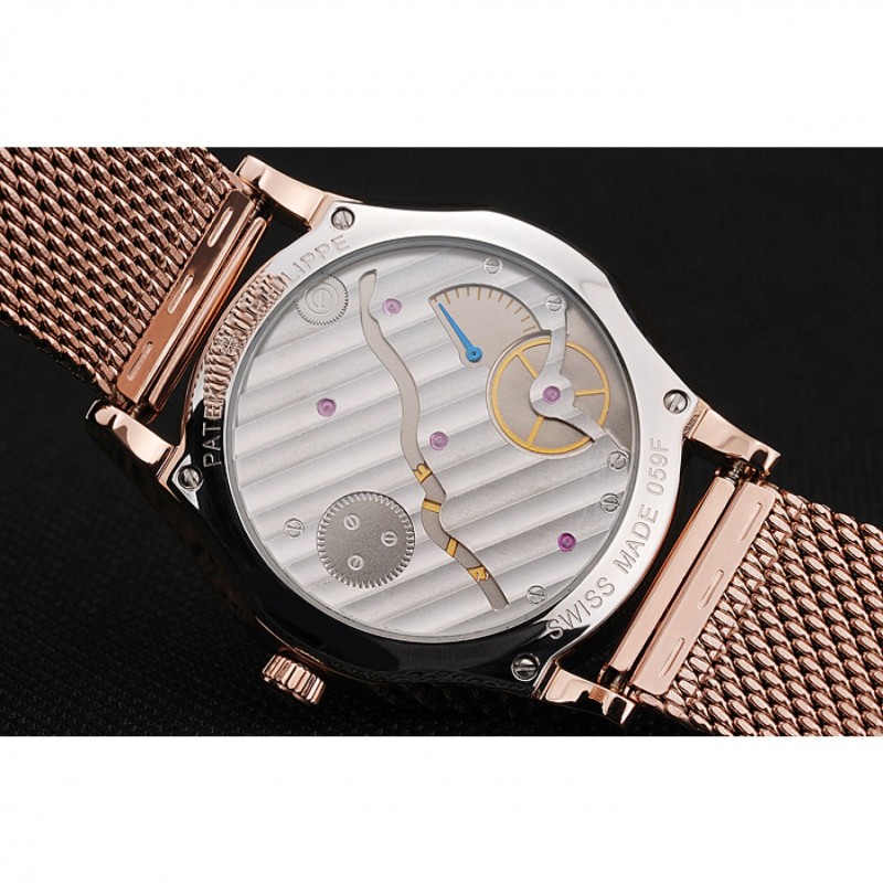 Patek Philippe Calatrava Small Seconds Black Dial Rose Gold Case And Bracelet-6