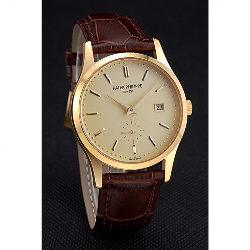 Patek Philippe Calatrava Gold Dial Gold Case Brown Leather Strap 622846-2