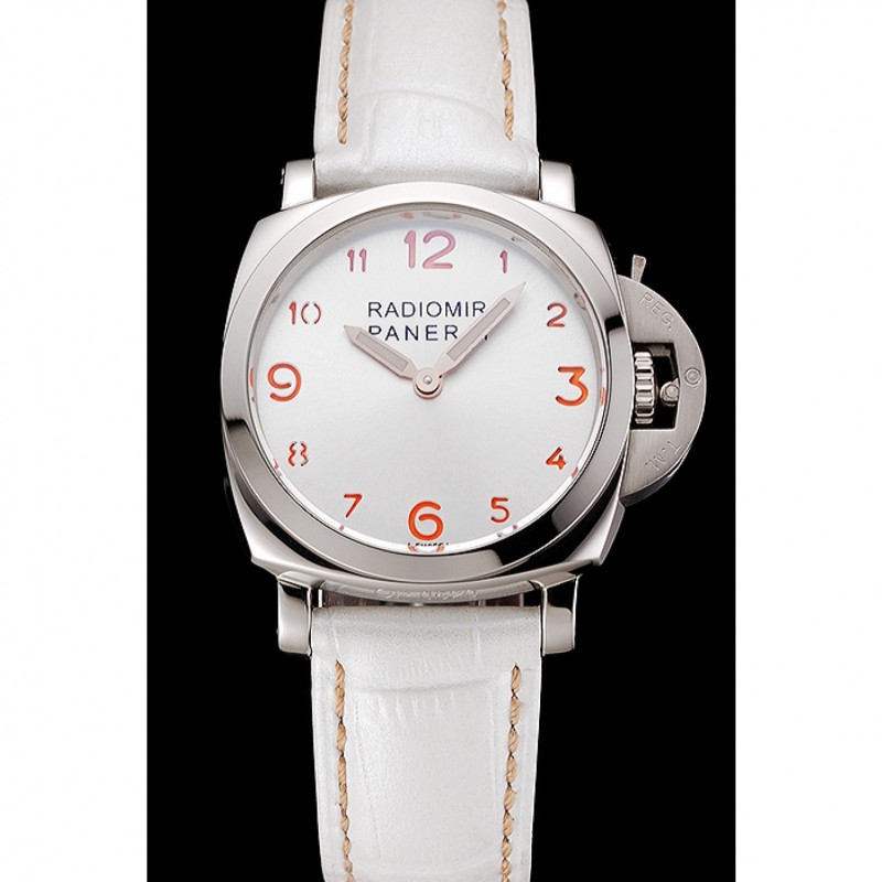 High Quality Panerai Radiomir White Dial Stainless Steel Case White Leather Strap 1453805-1