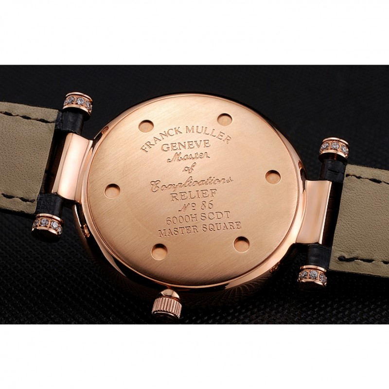 Franck Muller Double Mistery 4 Saisons Black Dial Rose Gold Case Black Leather Strap-7