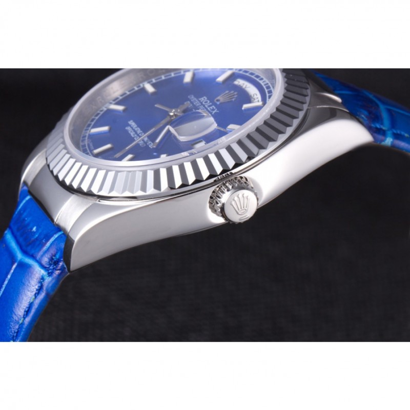 Cheap Replica Watches Rolex Day-Date Oyster Collection Blue Leather Band 621490-5
