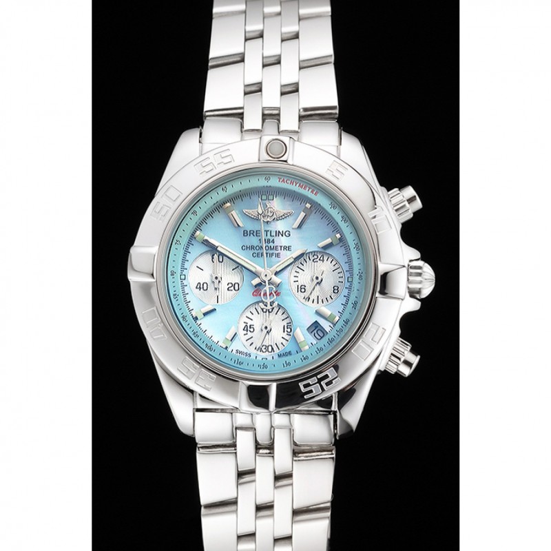 Breitling Chronomat Quartz Light Blue Dial Stainless Steel Case And Bracelet-1