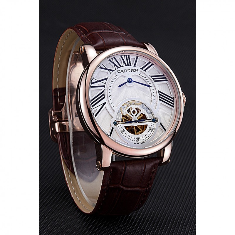 Cheap Cartier Rotonde Flying Tourbillon White Dial 621940-2
