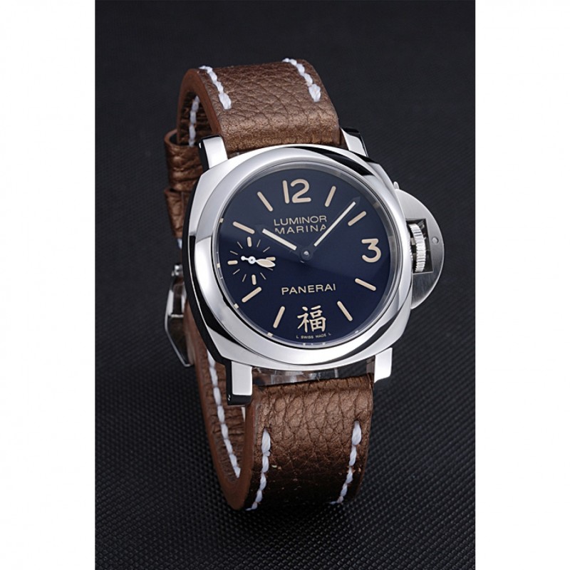 SS Replica Watches Panerai Luminor Marina Stainless Steel Bezel Brown Leather Bracelet 622314-2