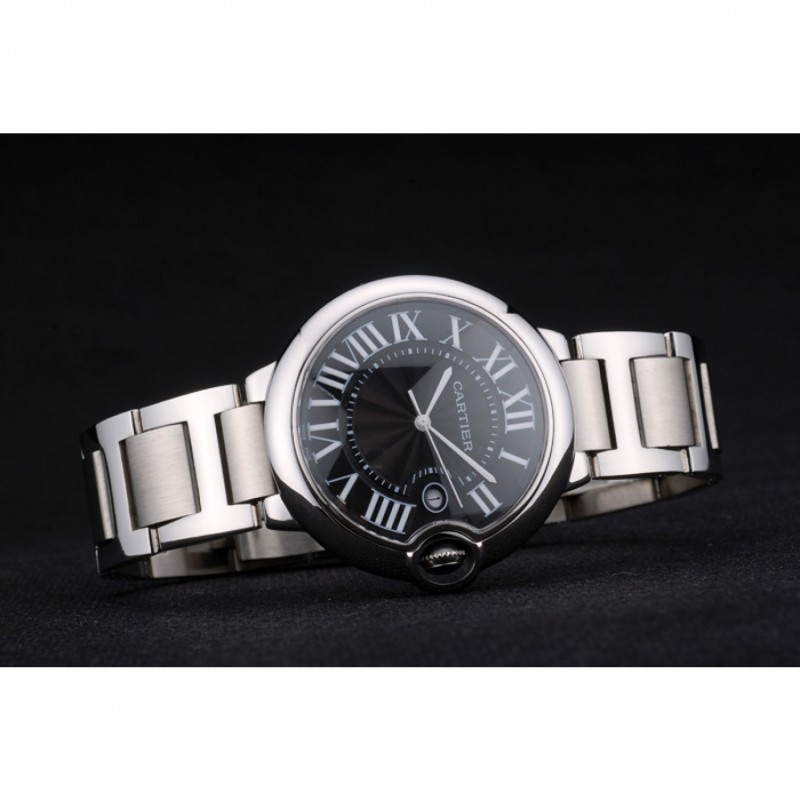 High Quality Replica Watches Cartier Ballon Bleu 42mm Black Dial Stainless Steel Case And Bracelet-3