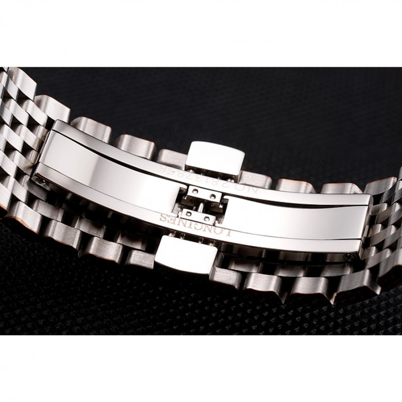 Swiss Longines Grande Classique White Dial Roman Numerals Rose Gold Case Two Tone Bracelet-6