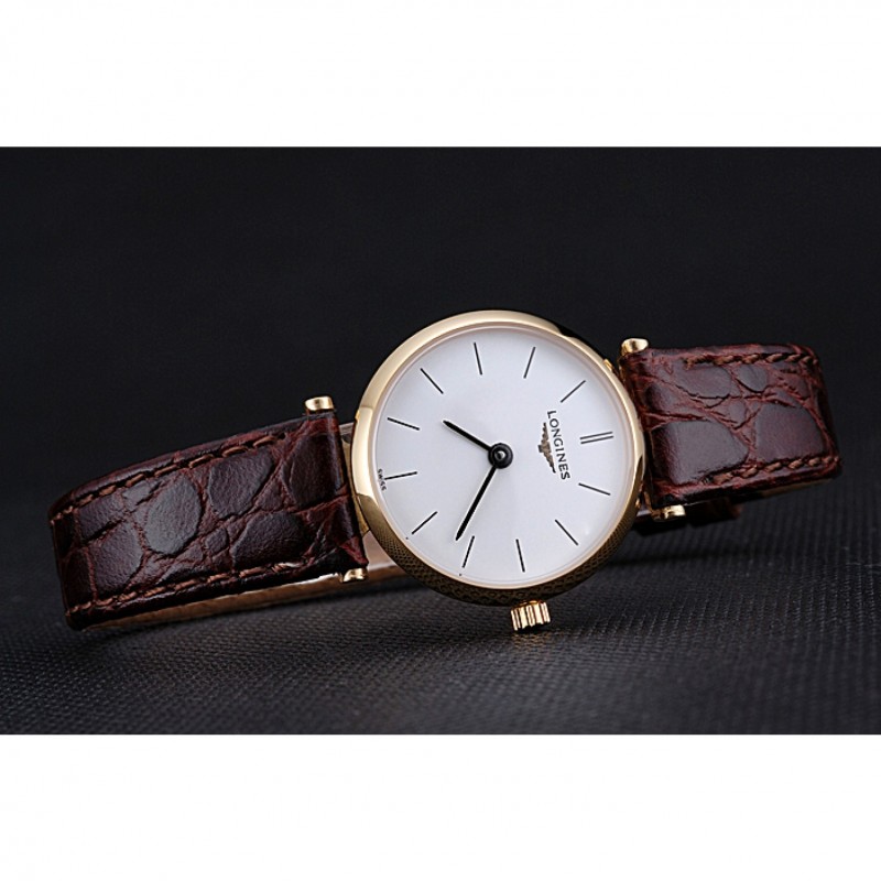 Longines La Grande Classique White Dial Brown Leather Strap Femme 622120-3