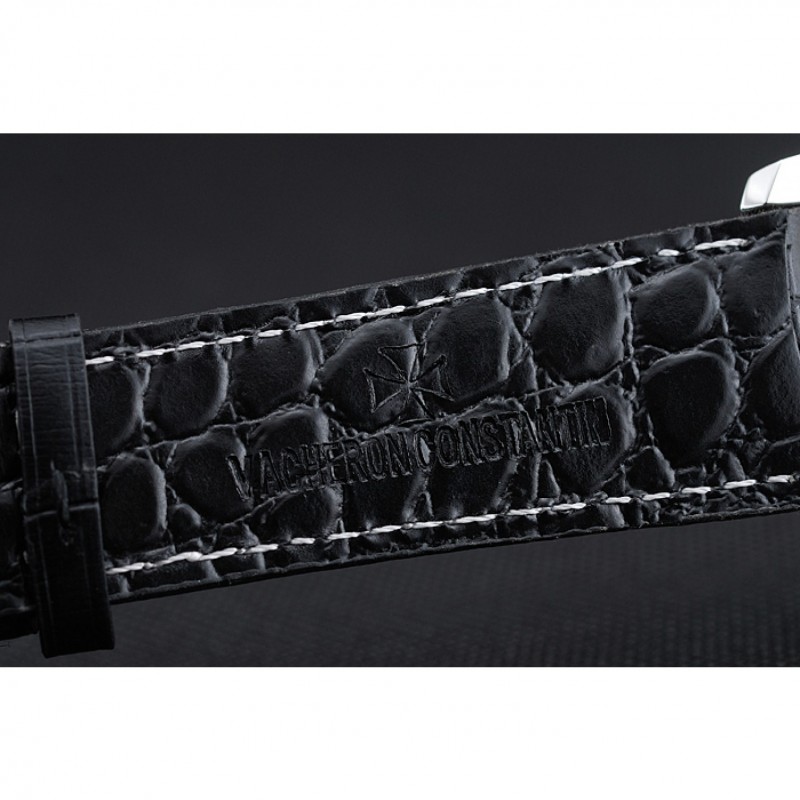 Swiss Vacheron Constantin Patrimony Grey Dial Silver Case Black Leather Bracelet 1454160-6