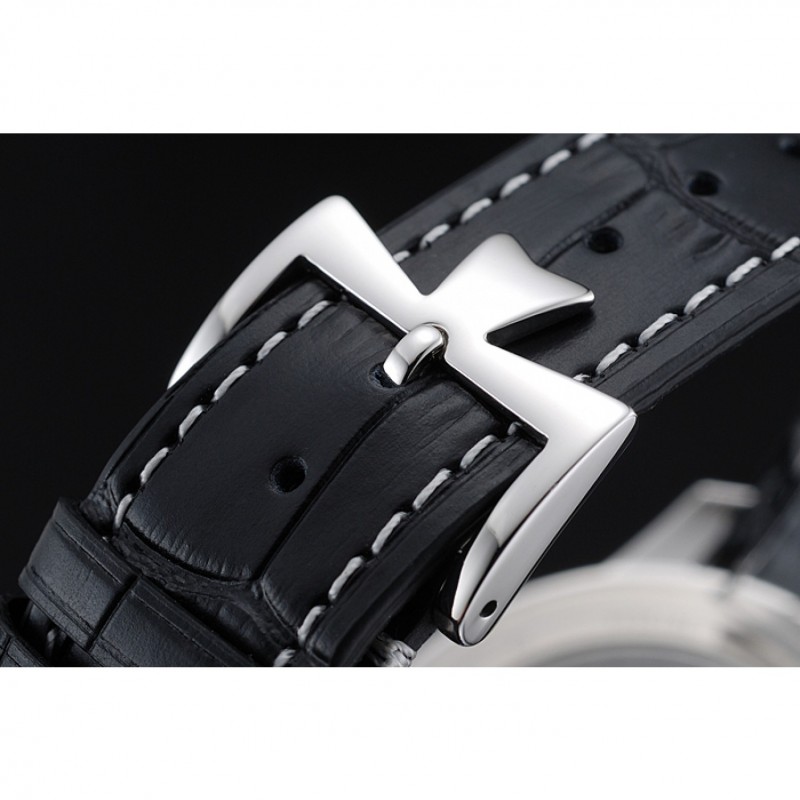 Swiss Vacheron Constantin Patrimony Grey Dial Silver Diamonds Case Black Leather Bracelet 1454163-5