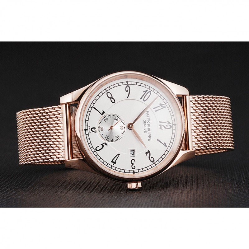 Patek Philippe Calatrava Small Seconds White Dial Rose Gold Case And Bracelet-3