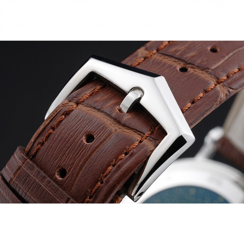 Cheap Replica Watches Patek Philippe Perpetual Calendar Retrograde Date White Dial Silver Case Brown Leather Bracelet 1454149-5
