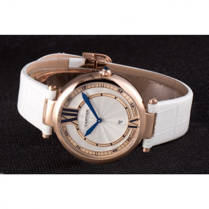 Luxury Replica Watches Cartier Ballon Bleu White Leather Strap 621449-4