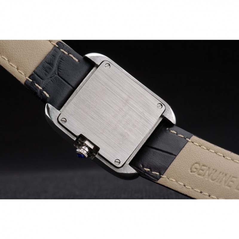 High Quality Replica Watches Cartier Tank Anglaise White Tiger Dial Stainless Steel Case Black Leather Bracelet-7