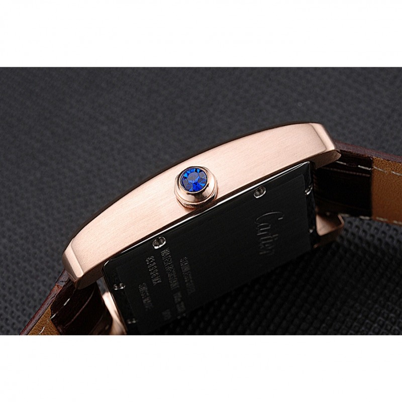 Cartier Tank MC Black Dial Gold Case Brown Leather Strap 622582-6