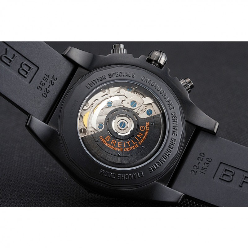 Best Replica Watches Swiss Breitling Chronomat 44 Raven Black And Orange Dial Black Case Black Rubber Strap-7