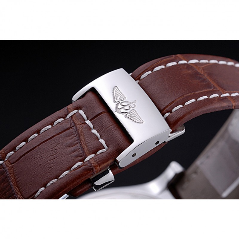 Breitling Chronomat Evolution White Dial Brown Leather Bracelet 622517-5