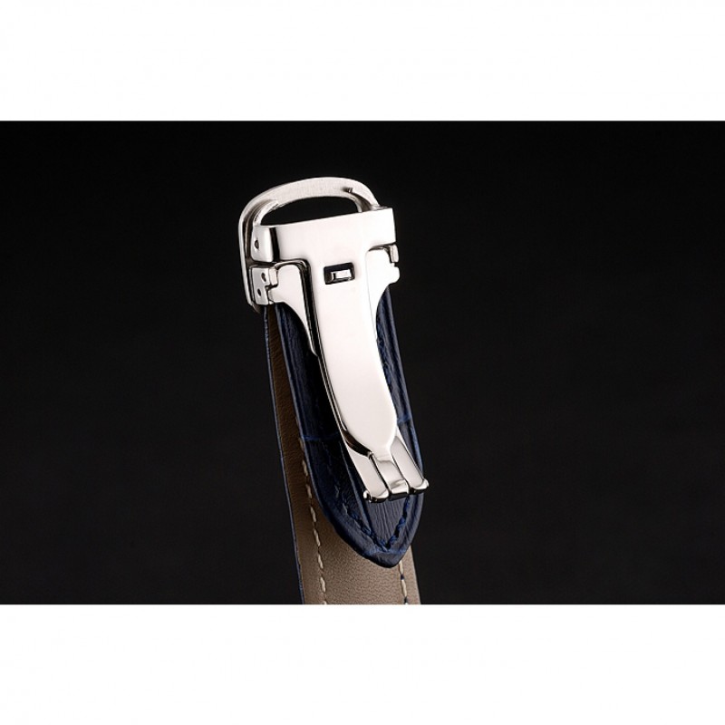 Cartier Ballon Bleu Silver Bezel with Dark Blue Dial and Dark Blue Leather Band 621555-7