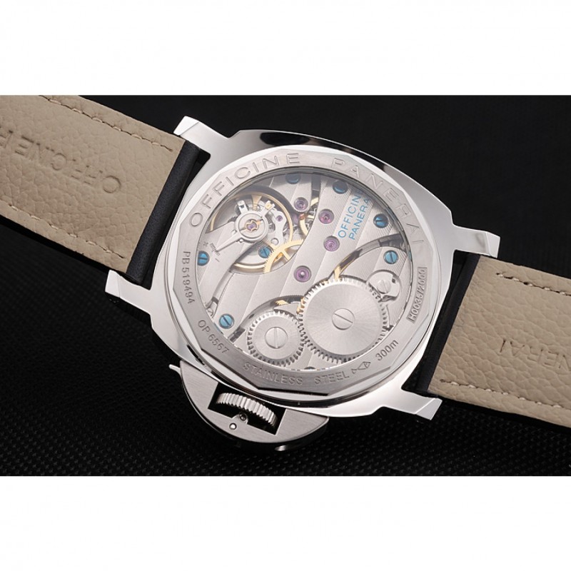 High Quality Panerai Luminor Marina 8 Days Black Dial Stainless Steel Case Black Leather Strap-7