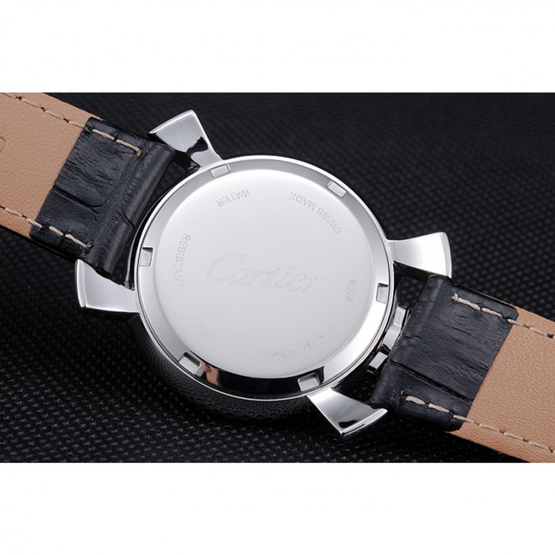 Cartier Rotonde Blue Crown Black Leather Bracelet 621975-7