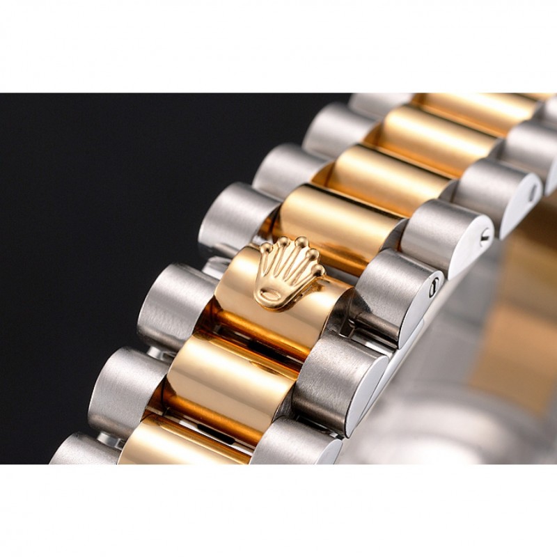 Swiss Rolex Datejust Black Dial Stainless Steel Case Gold Bezel Two Tone Bracelet-5
