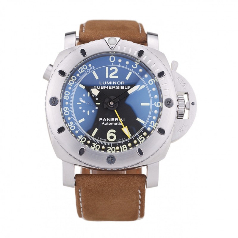 Panerai Luminor Submersible Black Dial Suede Leather Bracelet-0