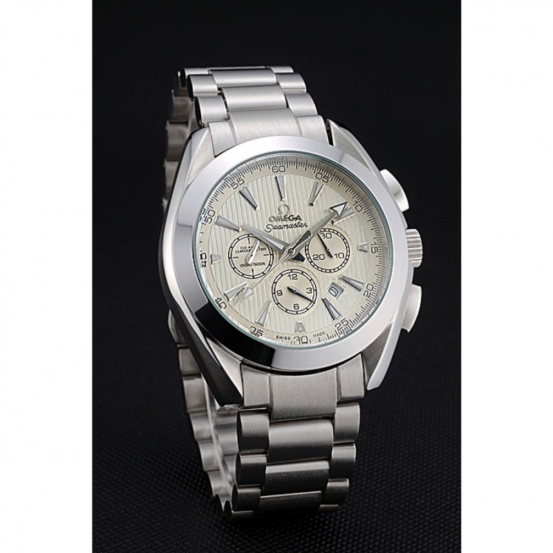 SS Omega Seamaster Aqua Terra Chronograph Ivory Dial Stainless Steel Bracelet 622526-2