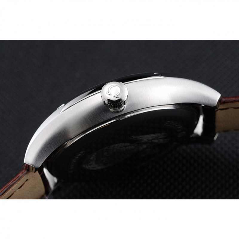 Best Replica Watches Omega DeVille Silver Dial Stainless Steel Case Brown Leather Strap 622830-8