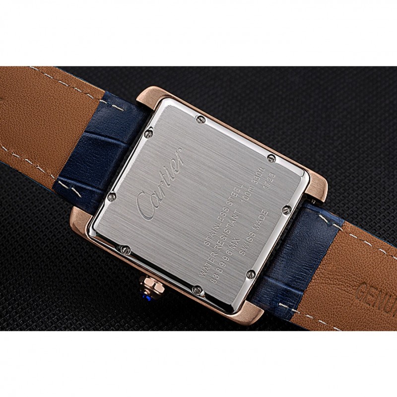 Cartier Tank MC White Dial Gold Case Blue Leather Strap 622577-6