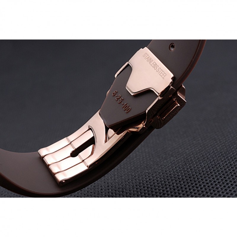 Cheap Hublot Big Bang King Rose Gold Bezel White Dial Brown Rubber Strap-6