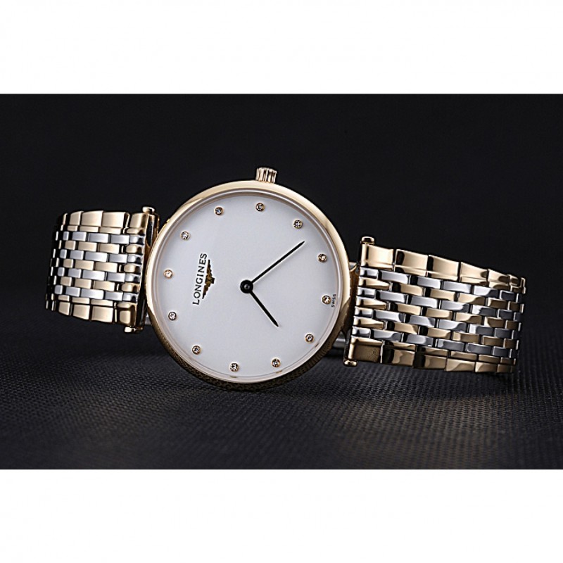 Longines La Grande Classique Two Tone Band White Dial Diamond Markers Homme 622101-4