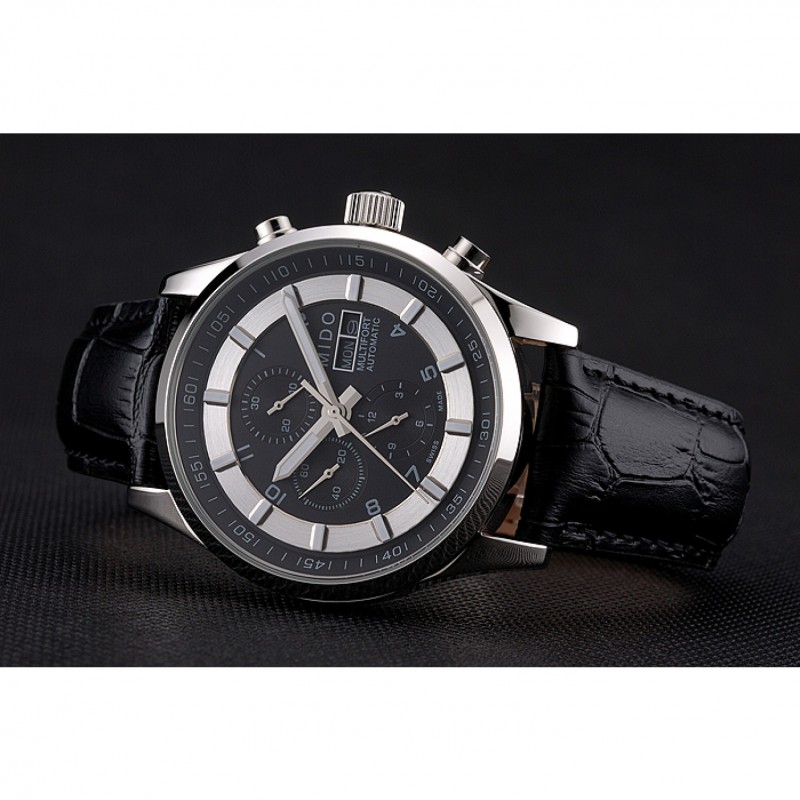 Mido Multifort Cronograph 2 Tone Dial Black Leather Strap 622184-4