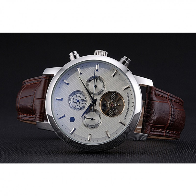 Vacheron Constantin Patrimony Traditionnelle Silver Case Brown Leather Strap 622304-4