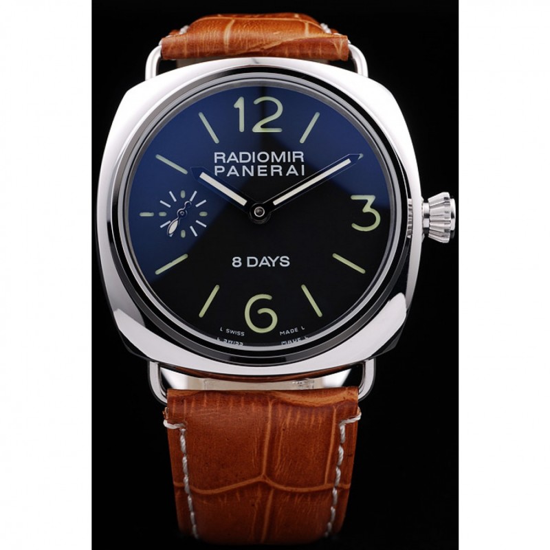Panerai Radiomir 8 Days Black Dial Brown Leather Bracelet-1