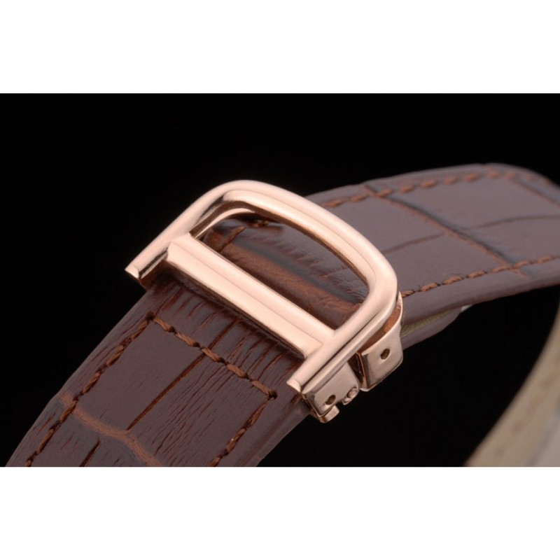 Cartier Tank Anglaise 36mm White Dial Gold Case Brown Leather Bracelet-5