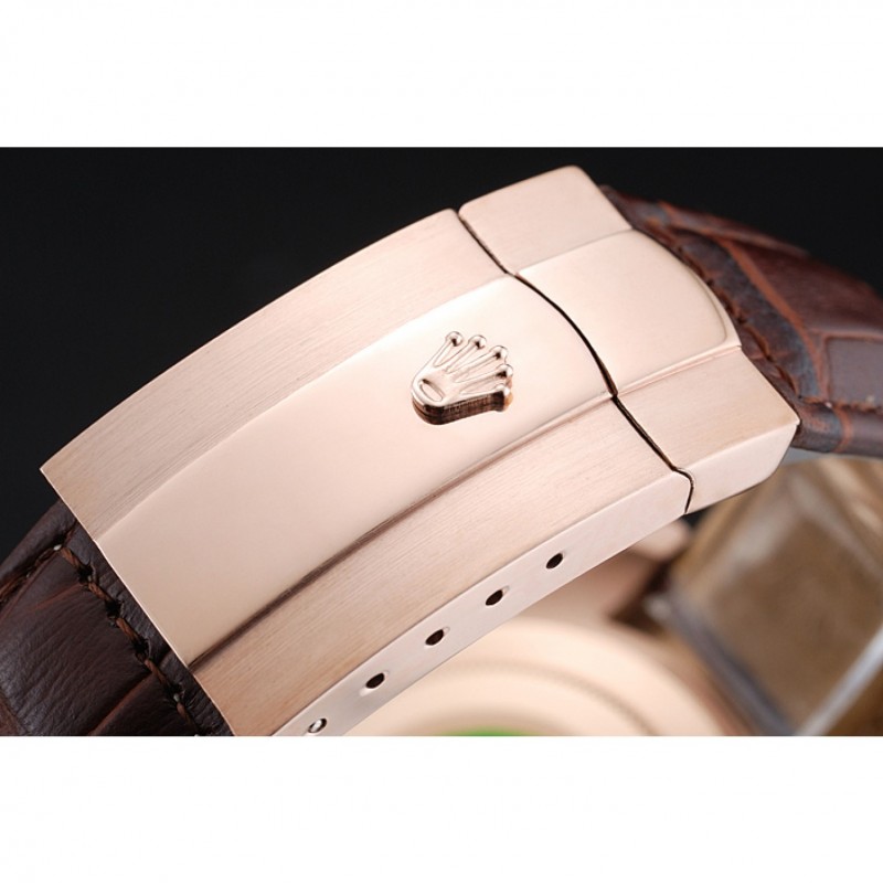 High End Rolex Cosmograph Daytona Brown Dial Rose Gold Case Brown Leather Bracelet 1454243-5