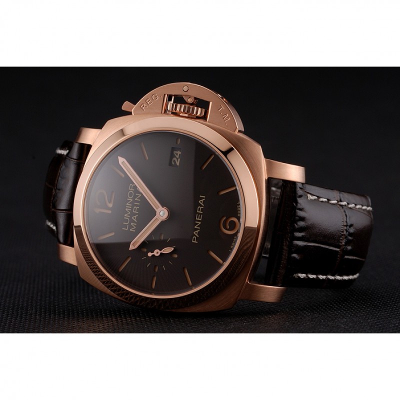 Swiss Panerai Luminor Marina 1950 3 Days Oro Rosso Brown Dial Rose Gold Case Brown Leather Strap-4