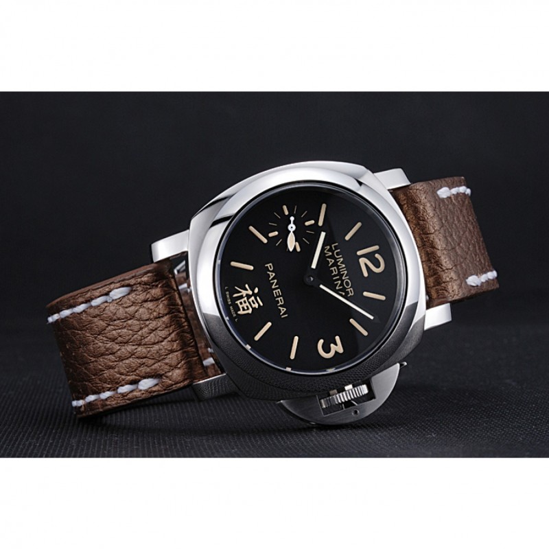 SS Replica Watches Panerai Luminor Marina Stainless Steel Bezel Brown Leather Bracelet 622314-3